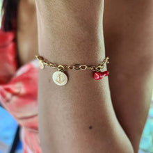Load image into Gallery viewer, CONTACT US TO RECREATE THIS SOLD OUT STYLE Charm & Red Coral Bracelet - 14k Gold Fill FJD$