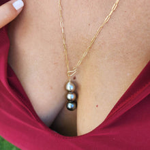 Load image into Gallery viewer, CONTACT US TO RECREATE THIS SOLD OUT STYLE Triple Graded Pearl Charm Lariat Y-Necklace - 14k Gold Fill FJD$