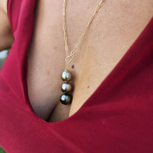 Load image into Gallery viewer, CONTACT US TO RECREATE THIS SOLD OUT STYLE Triple Graded Pearl Charm Lariat Y-Necklace - 14k Gold Fill FJD$