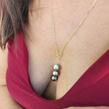 Load image into Gallery viewer, CONTACT US TO RECREATE THIS SOLD OUT STYLE Triple Graded Pearl Charm Lariat Y-Necklace - 14k Gold Fill FJD$