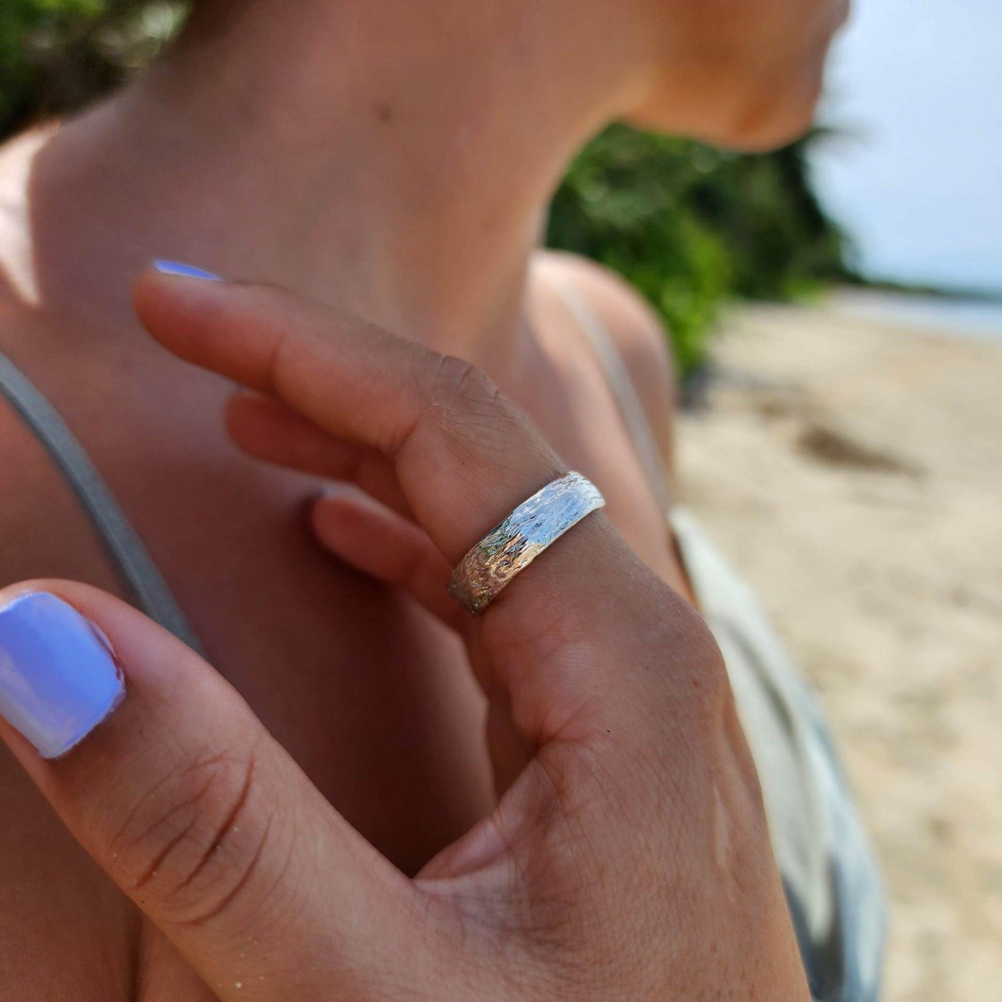 Sterling silver wide band wedding rings top