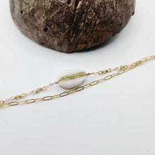 Load image into Gallery viewer, CHOOSE A COLOUR Cowrie Shell & Glass Bead Double Chain Bracelet in 14k Gold Fill - FJD$ - Adorn Pacific - All Products