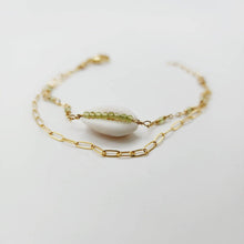 Load image into Gallery viewer, CHOOSE A COLOUR Cowrie Shell & Glass Bead Double Chain Bracelet in 14k Gold Fill - FJD$ - Adorn Pacific - All Products