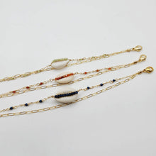 Load image into Gallery viewer, CHOOSE A COLOUR Cowrie Shell & Glass Bead Double Chain Bracelet in 14k Gold Fill - FJD$ - Adorn Pacific - All Products