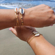 Load image into Gallery viewer, CHOOSE A COLOUR Cowrie Shell & Glass Bead Double Chain Bracelet in 14k Gold Fill - FJD$ - Adorn Pacific - All Products