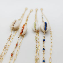 Load image into Gallery viewer, CHOOSE A COLOUR Cowrie Shell & Glass Bead Double Chain Bracelet in 14k Gold Fill - FJD$ - Adorn Pacific - All Products