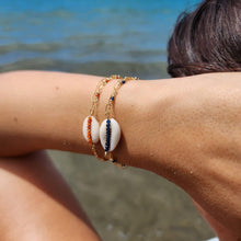 Load image into Gallery viewer, CHOOSE A COLOUR Cowrie Shell & Glass Bead Double Chain Bracelet in 14k Gold Fill - FJD$ - Adorn Pacific - All Products