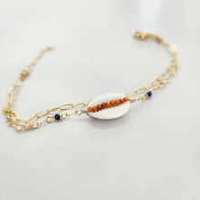 Load image into Gallery viewer, CHOOSE A COLOUR Cowrie Shell & Glass Bead Double Chain Bracelet in 14k Gold Fill - FJD$ - Adorn Pacific - All Products