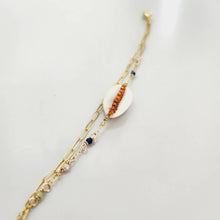 Load image into Gallery viewer, CHOOSE A COLOUR Cowrie Shell & Glass Bead Double Chain Bracelet in 14k Gold Fill - FJD$ - Adorn Pacific - All Products