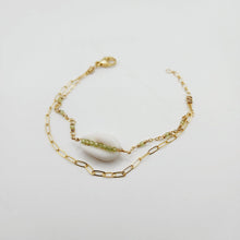 Load image into Gallery viewer, CHOOSE A COLOUR Cowrie Shell & Glass Bead Double Chain Bracelet in 14k Gold Fill - FJD$ - Adorn Pacific - All Products