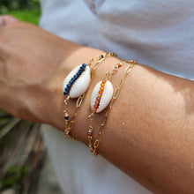 Load image into Gallery viewer, CHOOSE A COLOUR Cowrie Shell & Glass Bead Double Chain Bracelet in 14k Gold Fill - FJD$ - Adorn Pacific - All Products