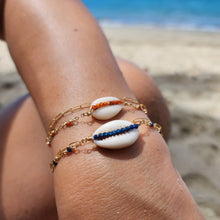 Load image into Gallery viewer, CHOOSE A COLOUR Cowrie Shell & Glass Bead Double Chain Bracelet in 14k Gold Fill - FJD$ - Adorn Pacific - All Products