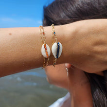Load image into Gallery viewer, CHOOSE A COLOUR Cowrie Shell & Glass Bead Double Chain Bracelet in 14k Gold Fill - FJD$ - Adorn Pacific - All Products