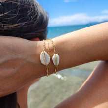 Load image into Gallery viewer, CHOOSE A COLOUR Cowrie Shell & Glass Bead Double Chain Bracelet in 14k Gold Fill - FJD$ - Adorn Pacific - All Products