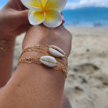 Load image into Gallery viewer, CHOOSE A COLOUR Cowrie Shell & Glass Bead Double Chain Bracelet in 14k Gold Fill - FJD$ - Adorn Pacific - All Products