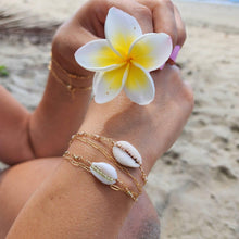 Load image into Gallery viewer, CHOOSE A COLOUR Cowrie Shell & Glass Bead Double Chain Bracelet in 14k Gold Fill - FJD$ - Adorn Pacific - All Products
