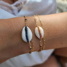 Load image into Gallery viewer, CHOOSE A COLOUR Cowrie Shell & Glass Bead Double Chain Bracelet in 14k Gold Fill - FJD$ - Adorn Pacific - All Products