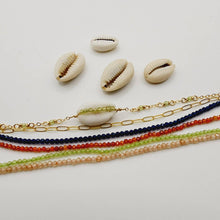 Load image into Gallery viewer, CHOOSE A COLOUR Cowrie Shell & Glass Bead Double Chain Bracelet in 14k Gold Fill - FJD$ - Adorn Pacific - All Products