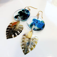 Load image into Gallery viewer, CONTACT US TO RECREATE THIS SOLD OUT STYLE Adorn Pacific x Hot Glass Monstera Carved Oyster Shell Earrings - 925 Sterling Silver or 14k Gold Filled FJD$ - Adorn Pacific - Earrings