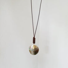 Load image into Gallery viewer, CONTACT US TO RECREATE THIS SOLD OUT STYLE Carved Oyster Shell Disc Earrings and Necklace Set - Brown Wax Cord & 14k Gold Fill FJD$ - Adorn Pacific - Jewelry Sets