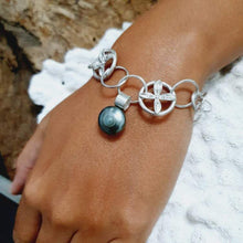 Load image into Gallery viewer, CONTACT US TO RECREATE THIS SOLD OUT STYLE Chunky Bracelet with Frangipani details & Fiji Saltwater Pearl in 925 Sterling Silver - FJD$ - Adorn Pacific - Bracelets