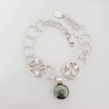 Load image into Gallery viewer, CONTACT US TO RECREATE THIS SOLD OUT STYLE Chunky Bracelet with Frangipani details & Fiji Saltwater Pearl in 925 Sterling Silver - FJD$ - Adorn Pacific - Bracelets