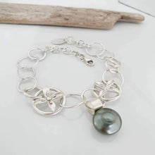 Load image into Gallery viewer, CONTACT US TO RECREATE THIS SOLD OUT STYLE Chunky Bracelet with Frangipani details & Fiji Saltwater Pearl in 925 Sterling Silver - FJD$ - Adorn Pacific - Bracelets
