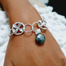 Load image into Gallery viewer, CONTACT US TO RECREATE THIS SOLD OUT STYLE Chunky Bracelet with Frangipani details & Fiji Saltwater Pearl in 925 Sterling Silver - FJD$ - Adorn Pacific - Bracelets