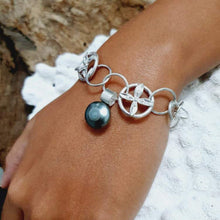 Load image into Gallery viewer, CONTACT US TO RECREATE THIS SOLD OUT STYLE Chunky Bracelet with Frangipani details & Fiji Saltwater Pearl in 925 Sterling Silver - FJD$ - Adorn Pacific - Bracelets