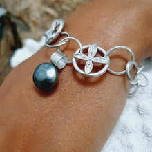 Load image into Gallery viewer, CONTACT US TO RECREATE THIS SOLD OUT STYLE Chunky Bracelet with Frangipani details & Fiji Saltwater Pearl in 925 Sterling Silver - FJD$ - Adorn Pacific - Bracelets