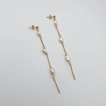 Load image into Gallery viewer, READY TO SHIP Freshwater Pearl Delicate Drop Stud Earrings in 14k Gold Fill - FJD$ - Adorn Pacific - Earrings