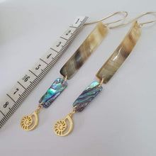 Load image into Gallery viewer, CONTACT US TO RECREATE THIS SOLD OUT STYLE Mother of Pearl & Abalone Earrings with Nautilus Charms - 14k Gold Fill FJD$ - Adorn Pacific - Earrings