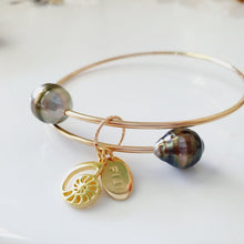 Load image into Gallery viewer, CONTACT US TO RECREATE THIS SOLD OUT STYLE One-Off Fiji Pearl & Nautilus Charm Cuff - 14k Gold Filled Cuff FJD$ - Adorn Pacific - Bracelets