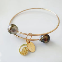 Load image into Gallery viewer, CONTACT US TO RECREATE THIS SOLD OUT STYLE One-Off Fiji Pearl & Nautilus Charm Cuff - 14k Gold Filled Cuff FJD$ - Adorn Pacific - Bracelets