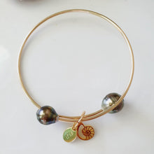 Load image into Gallery viewer, CONTACT US TO RECREATE THIS SOLD OUT STYLE One-Off Fiji Pearl & Nautilus Charm Cuff - 14k Gold Filled Cuff FJD$ - Adorn Pacific - Bracelets