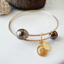 Load image into Gallery viewer, CONTACT US TO RECREATE THIS SOLD OUT STYLE One-Off Fiji Pearl & Nautilus Charm Cuff - 14k Gold Filled Cuff FJD$ - Adorn Pacific - Bracelets