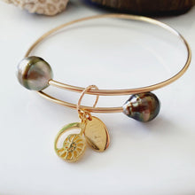 Load image into Gallery viewer, CONTACT US TO RECREATE THIS SOLD OUT STYLE One-Off Fiji Pearl & Nautilus Charm Cuff - 14k Gold Filled Cuff FJD$ - Adorn Pacific - Bracelets