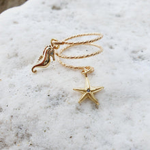 Load image into Gallery viewer, CONTACT US TO RECREATE THIS SOLD OUT STYLE Textured Starfish & Seahorse Charm Ring - 14k Gold Filled FJD$ - Adorn Pacific - Rings