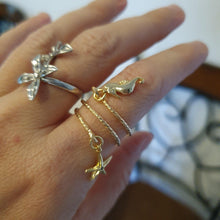 Load image into Gallery viewer, CONTACT US TO RECREATE THIS SOLD OUT STYLE Textured Starfish & Seahorse Charm Ring - 14k Gold Filled FJD$ - Adorn Pacific - Rings