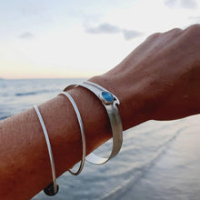 Load image into Gallery viewer, CONTACT US TO RECREATE THIS SOLD OUT STYLE Wave Bangle 925 Sterling Silver with Bezel Set Aquamarine - FJD$ - Adorn Pacific - Bracelets