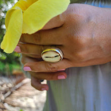 Load image into Gallery viewer, CONTACT US TO RECREATE THIS SOLD OUT STYLE Bezel Set Cowrie Shell Adjustable Ring with Senikau Band - 925 Sterling Silver FJD$ - Adorn Pacific - Rings