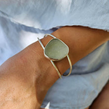 Load image into Gallery viewer, READY TO SHIP Bezel Set Seaglass Bangle - 925 Sterling Silver FJD$ - Adorn Pacific - All Products