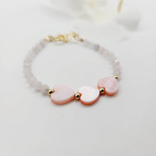 Load image into Gallery viewer, READY TO SHIP Faceted Glass Bead & Mother of Pearl Heart Charm Bracelet - 14k Gold Fill FJD$ - Adorn Pacific - All Products