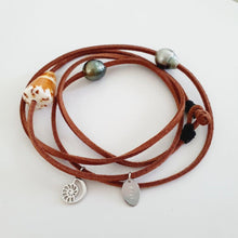 Load image into Gallery viewer, READY TO SHIP Fiji Pearl & Nautilus Charm Faux Suede Leather Multi-way Bracelet / Necklace - FJD$ - Adorn Pacific - All Products