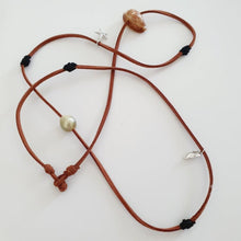 Load image into Gallery viewer, READY TO SHIP Fiji Pearl, Starfish & Seahorse Charm Faux Suede Leather Multi-way Bracelet / Necklace - FJD$ - Adorn Pacific - All Products