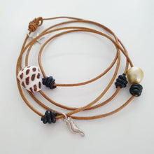 Load image into Gallery viewer, READY TO SHIP Fiji Pearl, Starfish & Seahorse Charm Real Leather Multi-way Bracelet / Necklace - FJD$ - Adorn Pacific - All Products