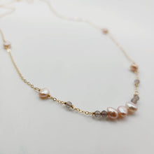 Load image into Gallery viewer, READY TO SHIP Freshwater Pearl & Labradorite Faceted Beads Necklace and Earrings Set in 14k Gold Fill - FJD$ - Adorn Pacific - All Products