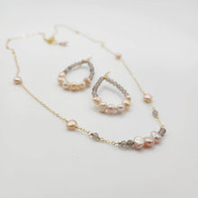 Load image into Gallery viewer, READY TO SHIP Freshwater Pearl & Labradorite Faceted Beads Necklace and Earrings Set in 14k Gold Fill - FJD$ - Adorn Pacific - All Products