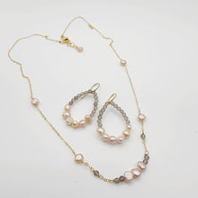 Load image into Gallery viewer, READY TO SHIP Freshwater Pearl & Labradorite Faceted Beads Necklace and Earrings Set in 14k Gold Fill - FJD$ - Adorn Pacific - All Products