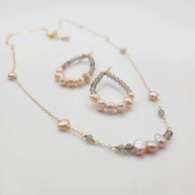 Load image into Gallery viewer, READY TO SHIP Freshwater Pearl & Labradorite Faceted Beads Necklace and Earrings Set in 14k Gold Fill - FJD$ - Adorn Pacific - All Products